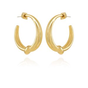 Goldtone Open Knotted Hoop Earrings