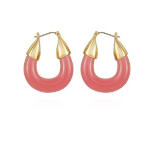 Goldtone Pink Candy Hoop Earrings