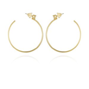 Goldtone Cubic Zirconia Open Hoop Earrings
