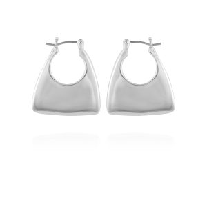 Silvertone Purse Click Hoop Earrings