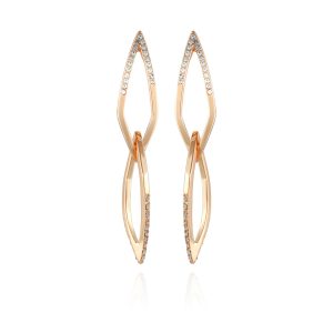 14K Goldtone Crystal Stone Link Drop Earring