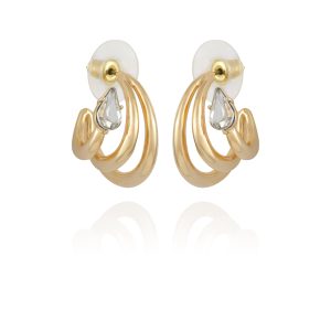Goldtone Crystal Stone Small Hoop Earring
