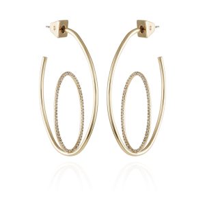 Goldtone Crystal Stone Orbital Hoop Earrings