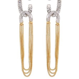 Twotone Link Chain Drop Dangle Earrings