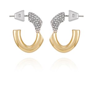 Goldtone & Crystal Hoop Earrings