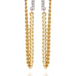 Crystal Stone Chain Drop Statement Earrings