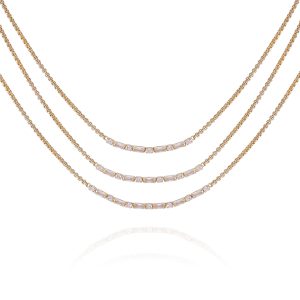 Goldtone Crystal Stone Multi Layered Necklace