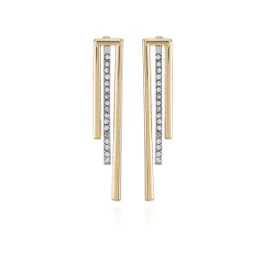 Two Tone Glass Stone Bar Drop Earrings