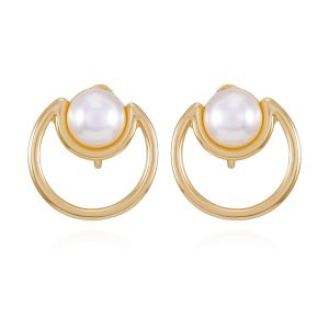 Goldtone Pearl Clip On Earrings