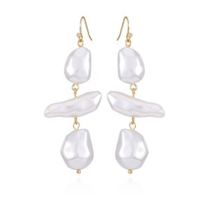 Goldtone Pearl Linear Drop Earrings