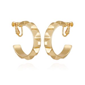 Goldtone Chunky Clip On Hoop Earrings