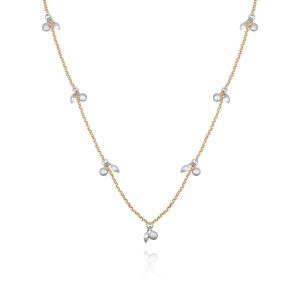 Two Tone Gilded Leaf Long Necklace