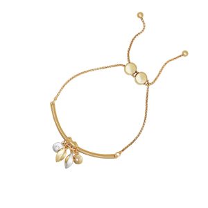 Goldtone Gilded Leaf Charm Slider Bracelet
