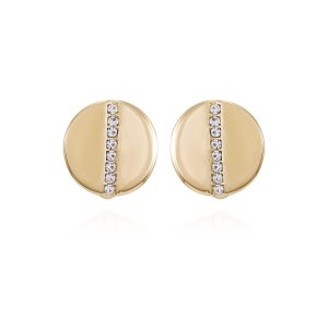 Goldtone Crystal Stone Circle Clip On Earrings