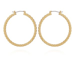 Goldtone Frozen Ball Chain Hoop Earrings