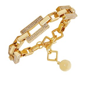 Goldtone Pave Link Toggle Bracelet
