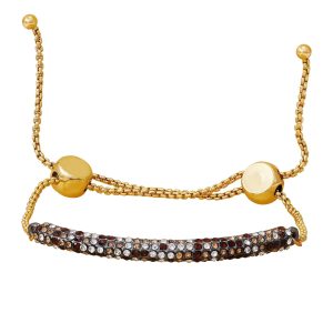 Goldtone Multi Crystal Stone Slider Bracelet