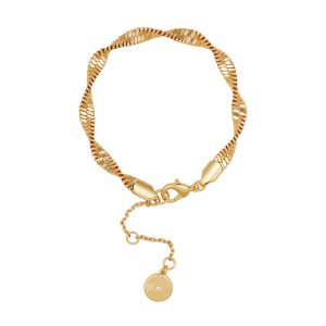 Goldtone Twisted Herringbone Chain Bracelet