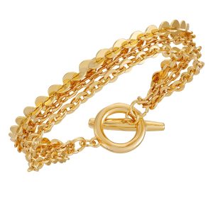 Multi Strand Goldtone Toggle Bracelet