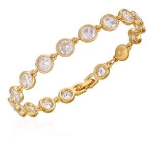 Gold Tone Cubic Zirconia Bezel Bracelet