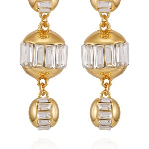 Goldtone Crystal Sphere Drop Earrings