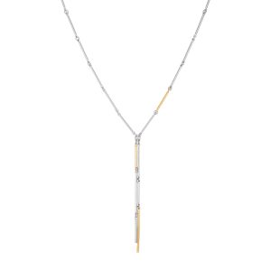 Two Tone Bar Pendant Necklace
