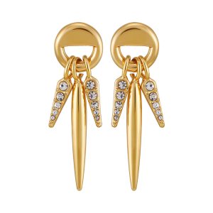 Gold Tone Spike Drop Earrings