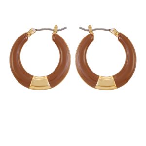 Gold Tone Enamel Hoop Earrings