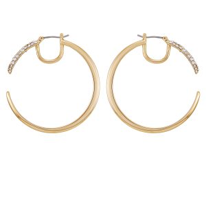 Crystal Pav?? Large Hoop Earrings