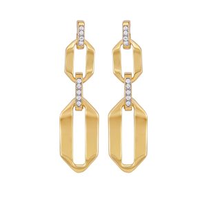 Goldtone And Crystal Link Drop Earrings