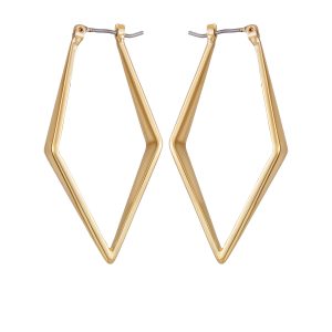 Goldtone Diamond Shaped Hoop Earrings