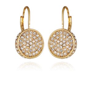 Pave Goldtone Drop Earrings
