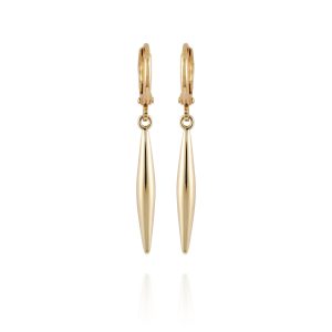 Goldtone Spear Dangle Huggie Hoop Dangle Drop Earrings