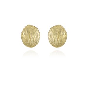 Goldtone Texturized Pebble Coin Earrings