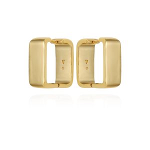 Brass Rectangle Hoop Earrings